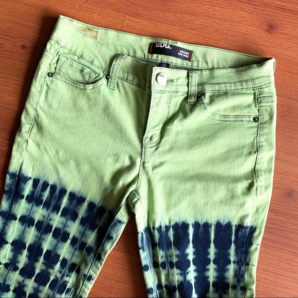 BDG Denim - Funky Tie Dye Green Cropped Jeans
